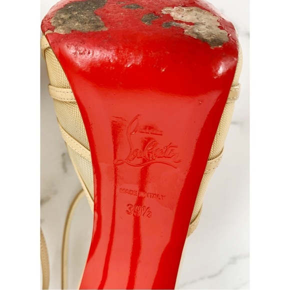 CHRISTIAN LOUBOUTIN Filamenta 120 leather mesh peep toe platform sandals 39.5 - Picture 11 of 16